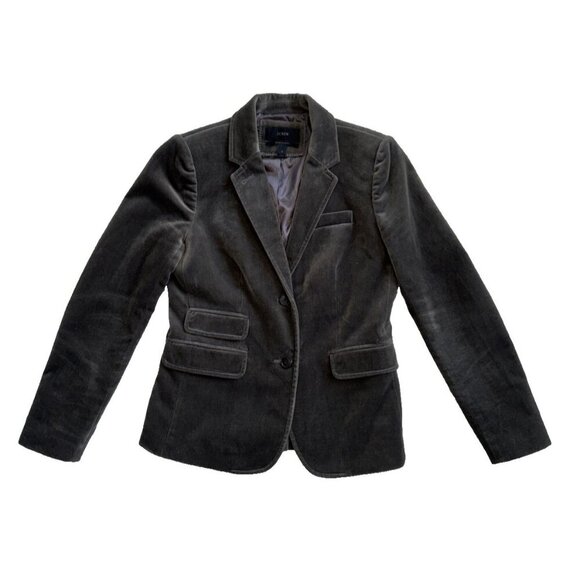 J. Crew Schoolboy Sage Velvet Single Breasted 2 Button Blazer,Jacket size 2 - Picture 1 of 15